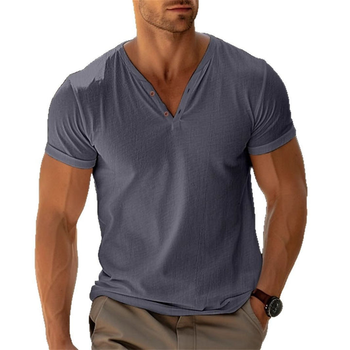 Herrer Kortærmet Henley-Shirt med dekorative knapper og afslappet pasform Stilla