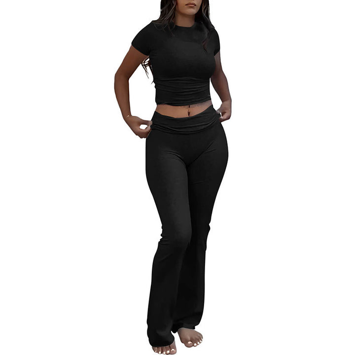 Dame komfortabel fritids-sæt med cropped top og sporty bukser Stilla