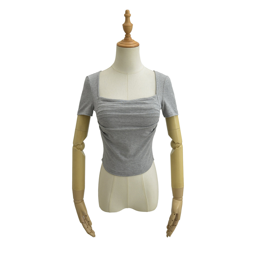 Dame Kortærmet Crop-Top med raffineret Drapée-design Stilla