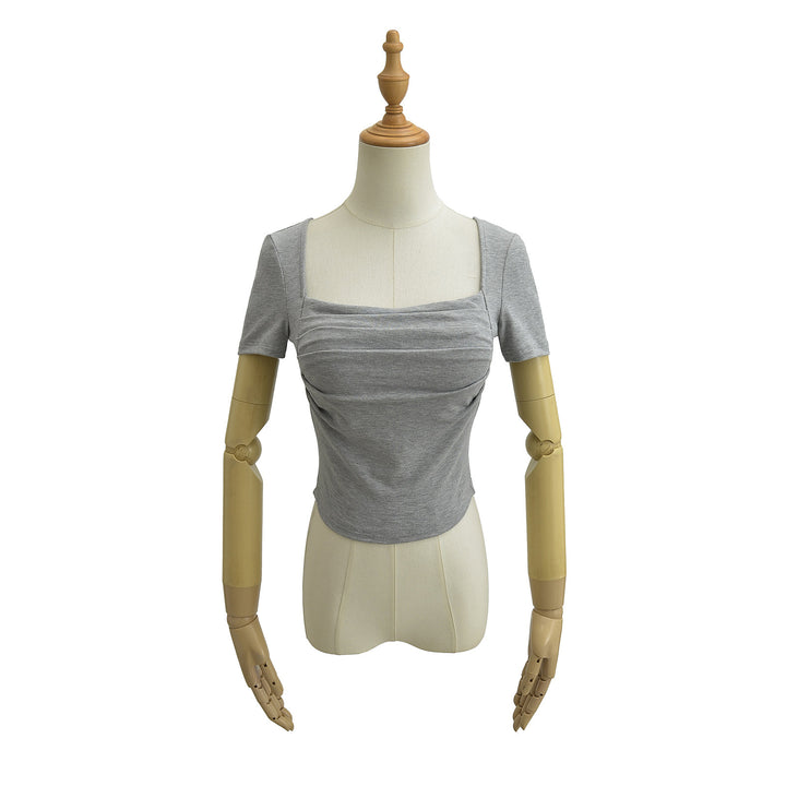 Dame Kortærmet Crop-Top med raffineret Drapée-design Stilla