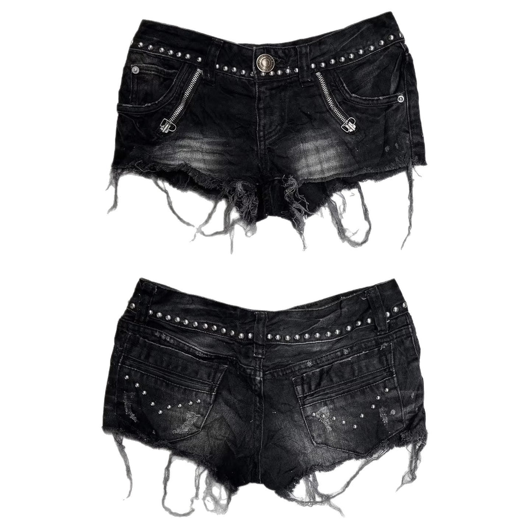 Dame Modeødelagt Denim-Shorts med Nitter Skovae