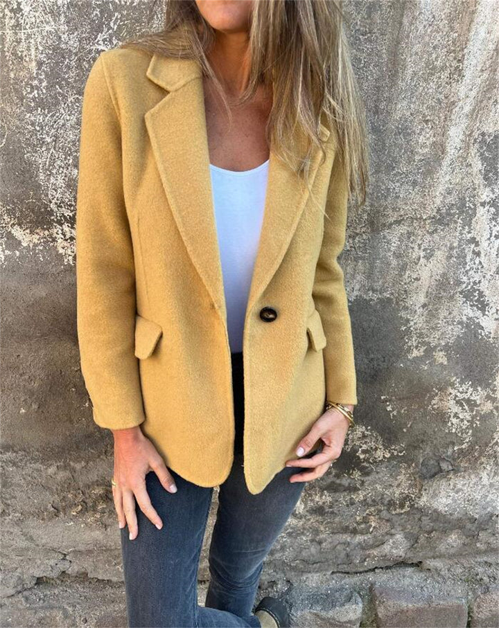 Dame Elegant Blazer med varmt fleece-stof og praktiske lommer Stilla