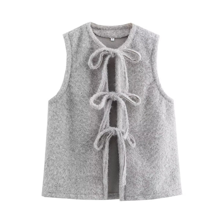 Damevest med raffinerede bånd og blødt fleece-materiale Stilla