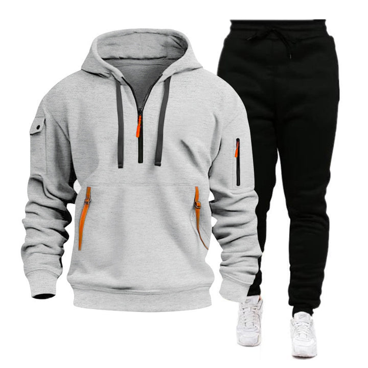 Herrer sporty fleece-sæt med moderne lynlås og praktiske lommer Stilla