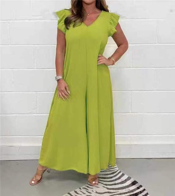 Dame Elegant Jumpsuit med voluminøse ærmer og V-udskæring Stiila