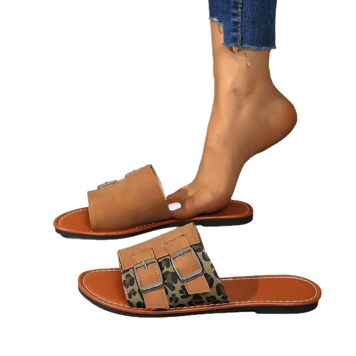 Dame sandaler med dobbelte spænder og elegant leopardprint Stilla