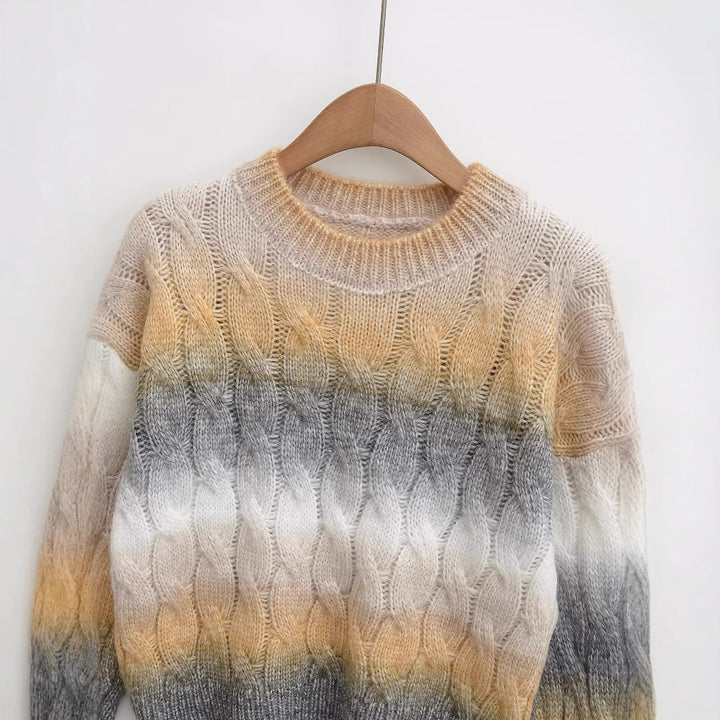 Dame strikpullover med moderne farveovergang Stilla