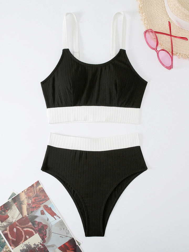 Dame Ribbet Bralette og Høj Talje Underdele Sæt Stilla
