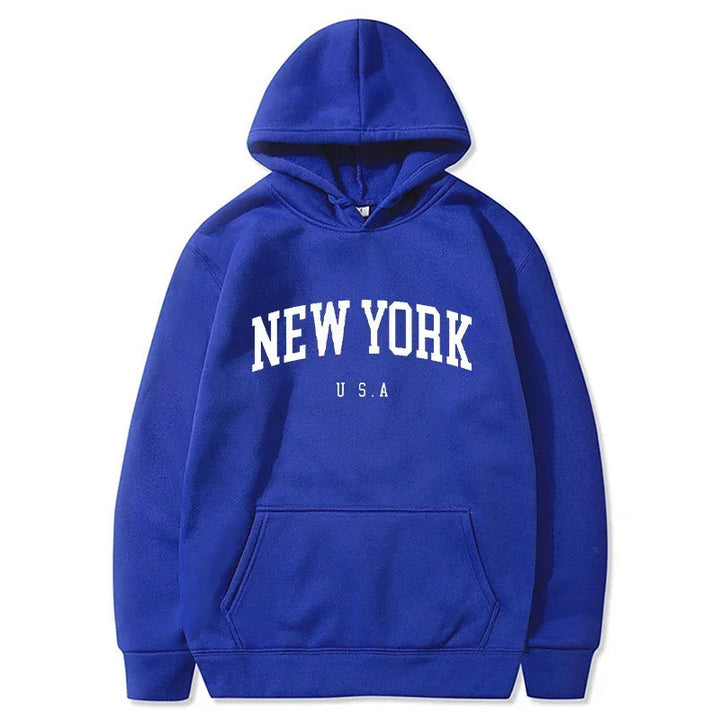 Kvinders hættetrøje med fashionable New York print og komfortabel pasform Skovae