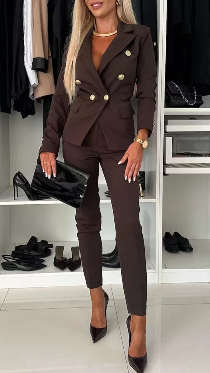 Kvinders elegante sæt med dobbelte knapper og skræddersyet pasform Stilla