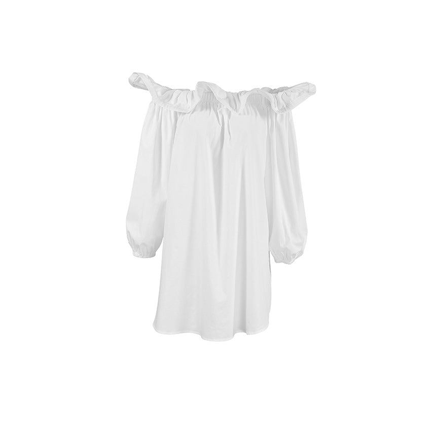 Dame Off-Shoulder Blusekjole med voluminøse puffærmer og elegant udskæring Stilla