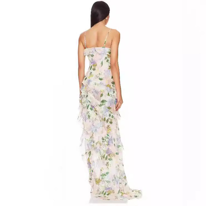 Damer sommer maxi kjole med blomsterprint Skovae