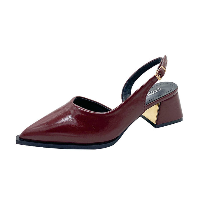Dame Slingback hæl mules med spids tå og geometrisk accent Stilla
