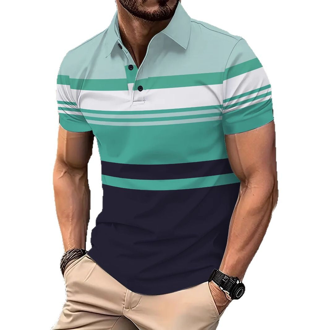 Herre poloshirt med moderne stribemønster og funktionelt design Stilla