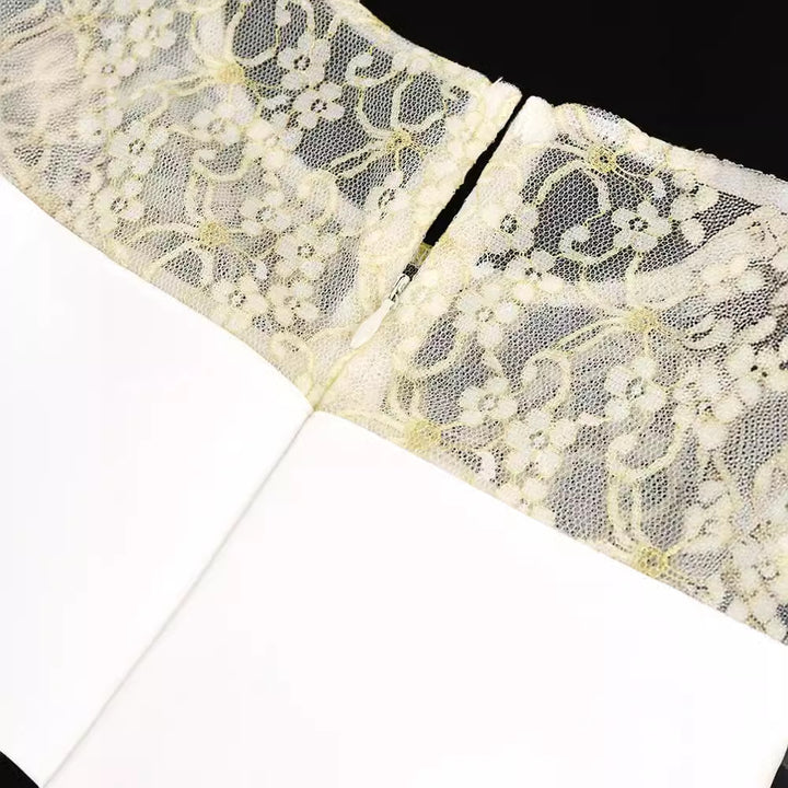Dame Elegant Peplum-Kjole med Blonder Skovae
