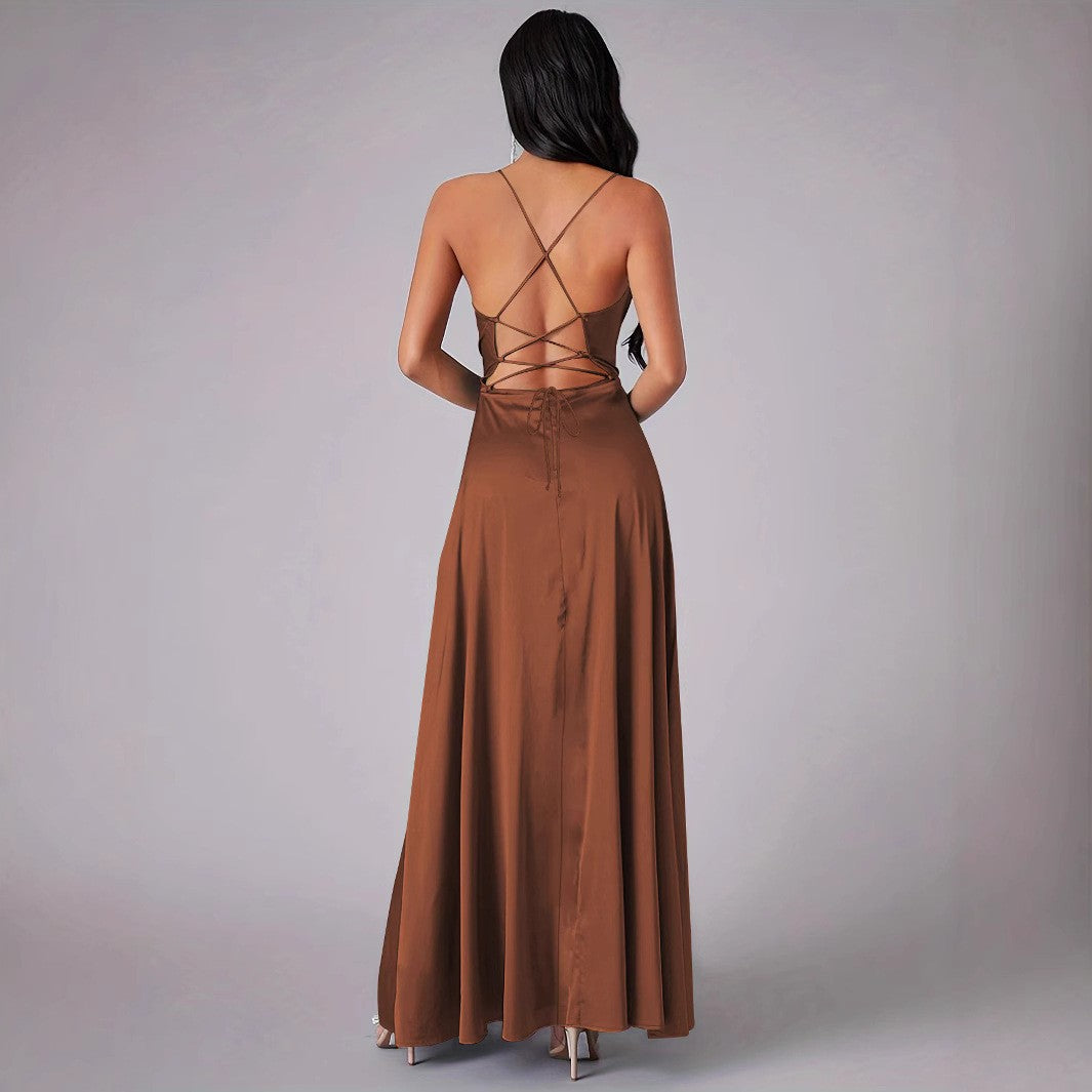 Dame Elegant aften kjole med off-shoulder design og høj splitt Skovae