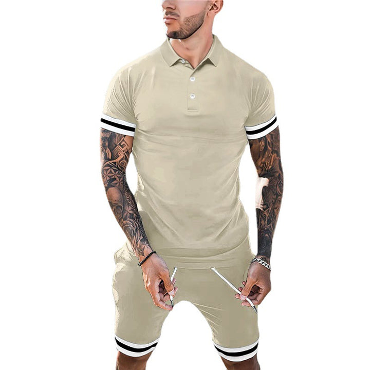Herrer Sporty Kortærmet Poloshirt med kombineret Shorts-sæt Stilla