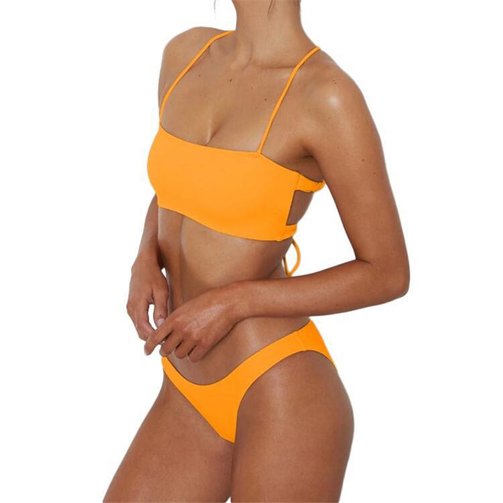 Dame bikini med moderigtigt bandeau-overdel og justerbare stropper Skovae