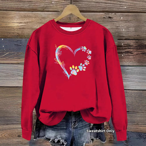 Kvinders sweatshirts med blomsterhjerte design og behagelig pasform Stilla