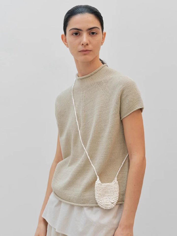 Dame kortærmet pullover med elegant ståkrave og kvalitets strikkestruktur Stilla