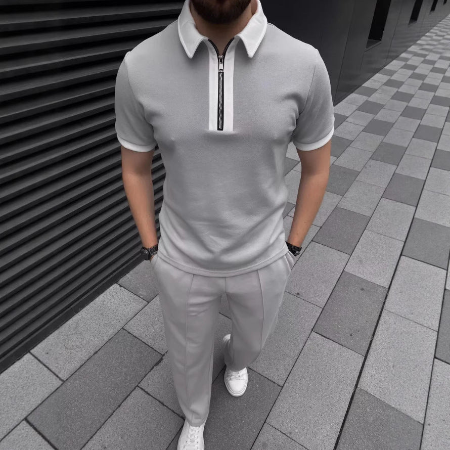 Herrer Modern Zip-Up Polo Sæt Stilla