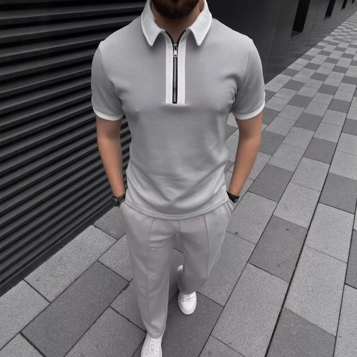 Herrer Modern Zip-Up Polo Sæt Stilla