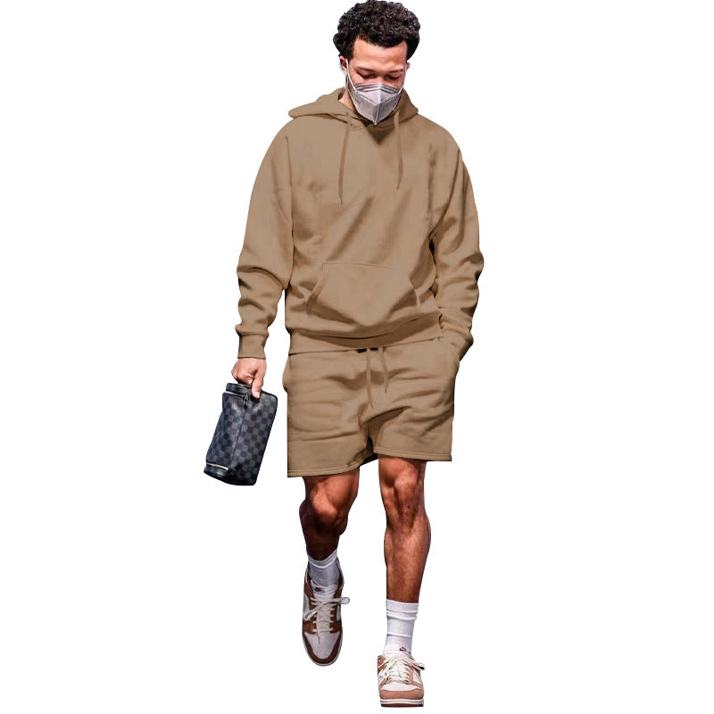 Herre afslappet hoodie- og shorts-sæt i åndbart materiale med praktiske lommer Stilla