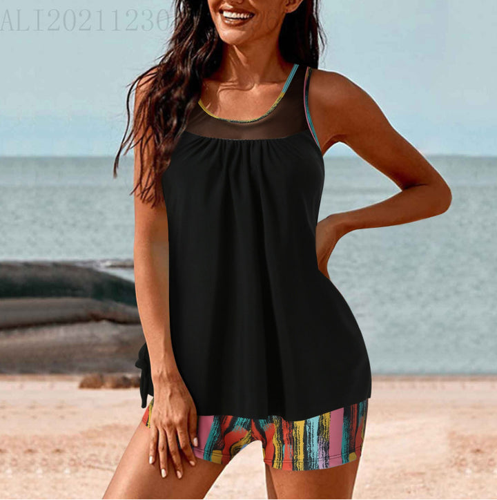 Damer sporty strandoutfit med moderne rynkning Skovae