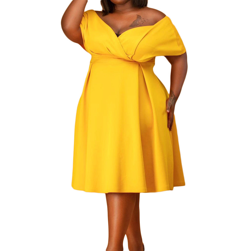 Dame Off-Shoulder Cocktailkjole med elegant indpakningsdesign Stilla