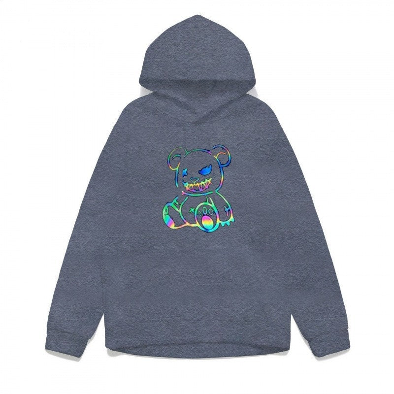 Dame hoodie sweatshirt med sejt bjørnemotiv og komfortabel pasform Skovae