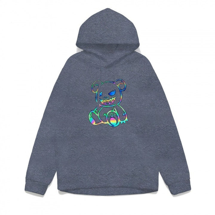 Dame hoodie sweatshirt med sejt bjørnemotiv og komfortabel pasform Skovae