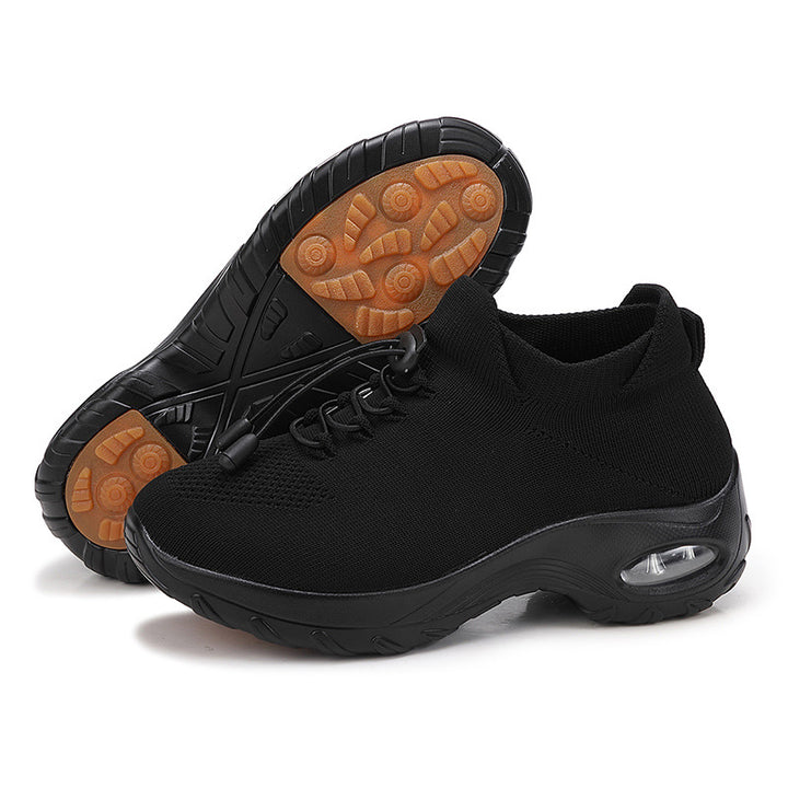 Dame nan åndbar strikkede plateau sneakers med luftstød og elastisk skaft Skovae