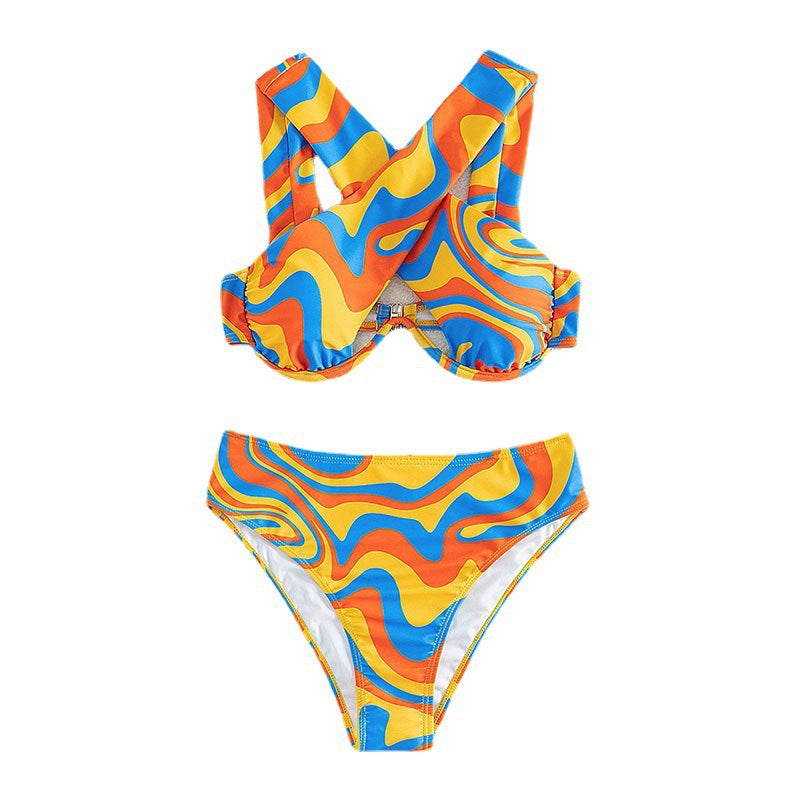 Dame bikini sæt med asymmetrisk design og høj talje Skovae