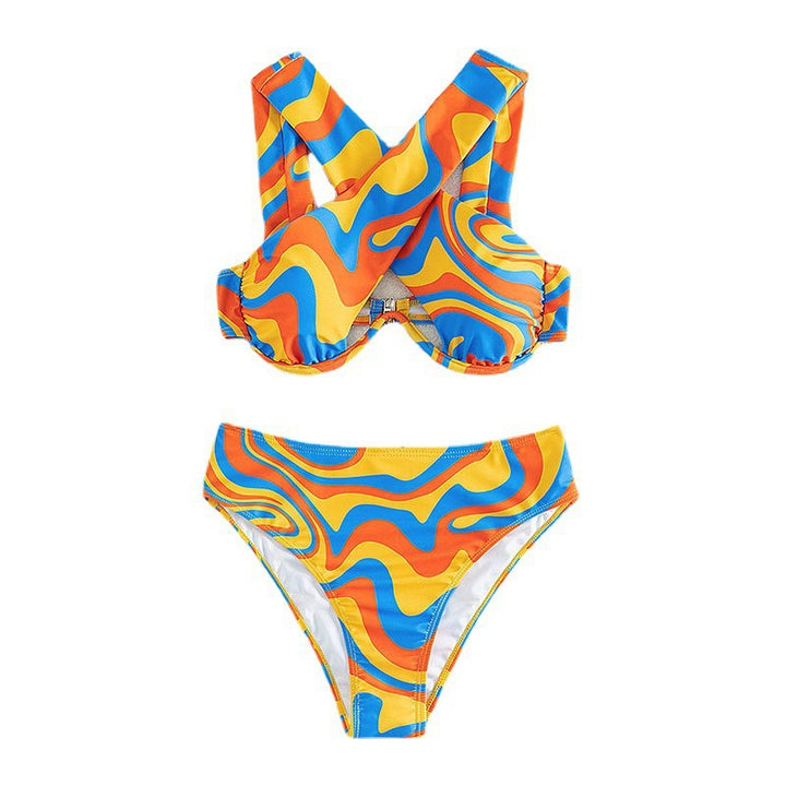 Dame bikini sæt med asymmetrisk design og høj talje Skovae