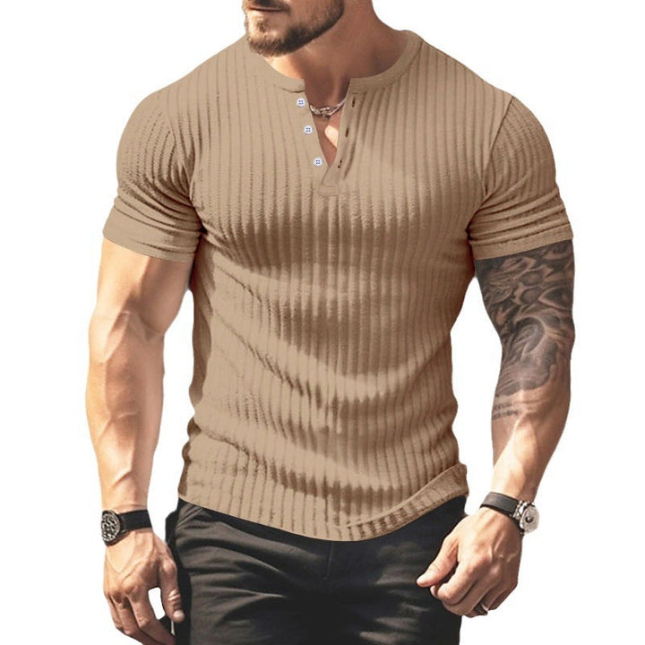 Herrer kortærmet Henley T-shirt med struktureret overflade Stilla