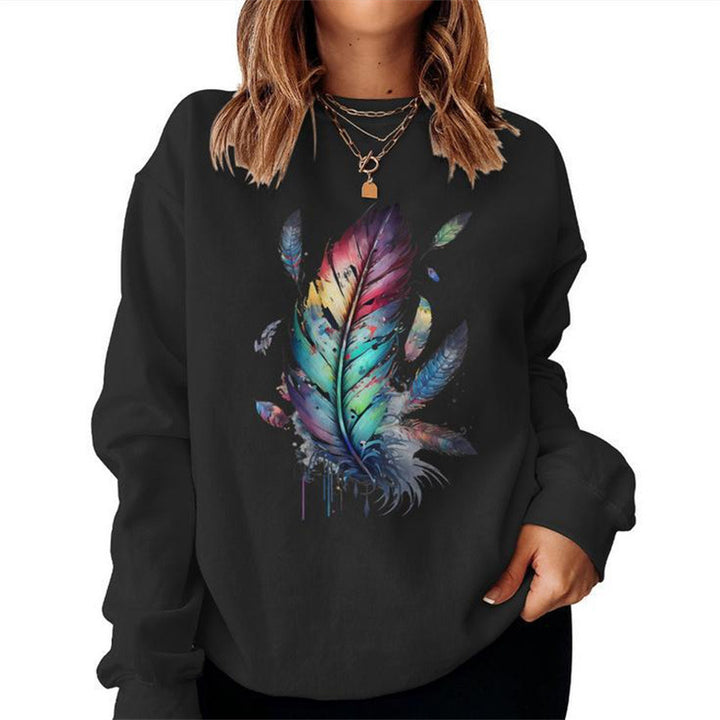Kvinders sweatshirt med farverigt fjerdesign og afslappet pasform Stilla