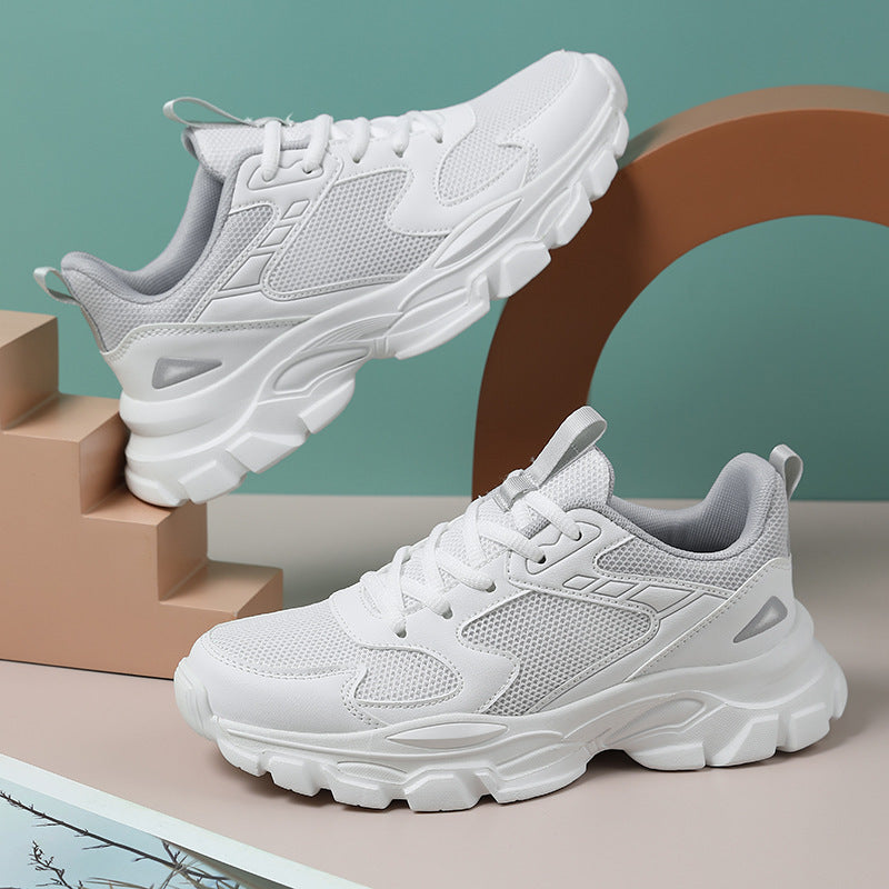 Unisex nan voluminøse plateau-sneakers med åndbart mesh, stødabsorberende mellemsål og skridsikker profilsål Skovae