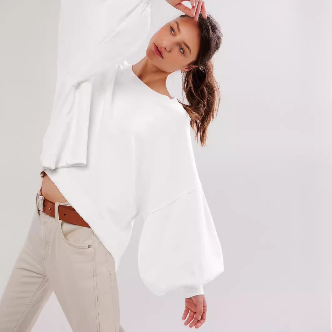 Dame afslappet cropped sweatshirt med voluminøse ærmer Stilla