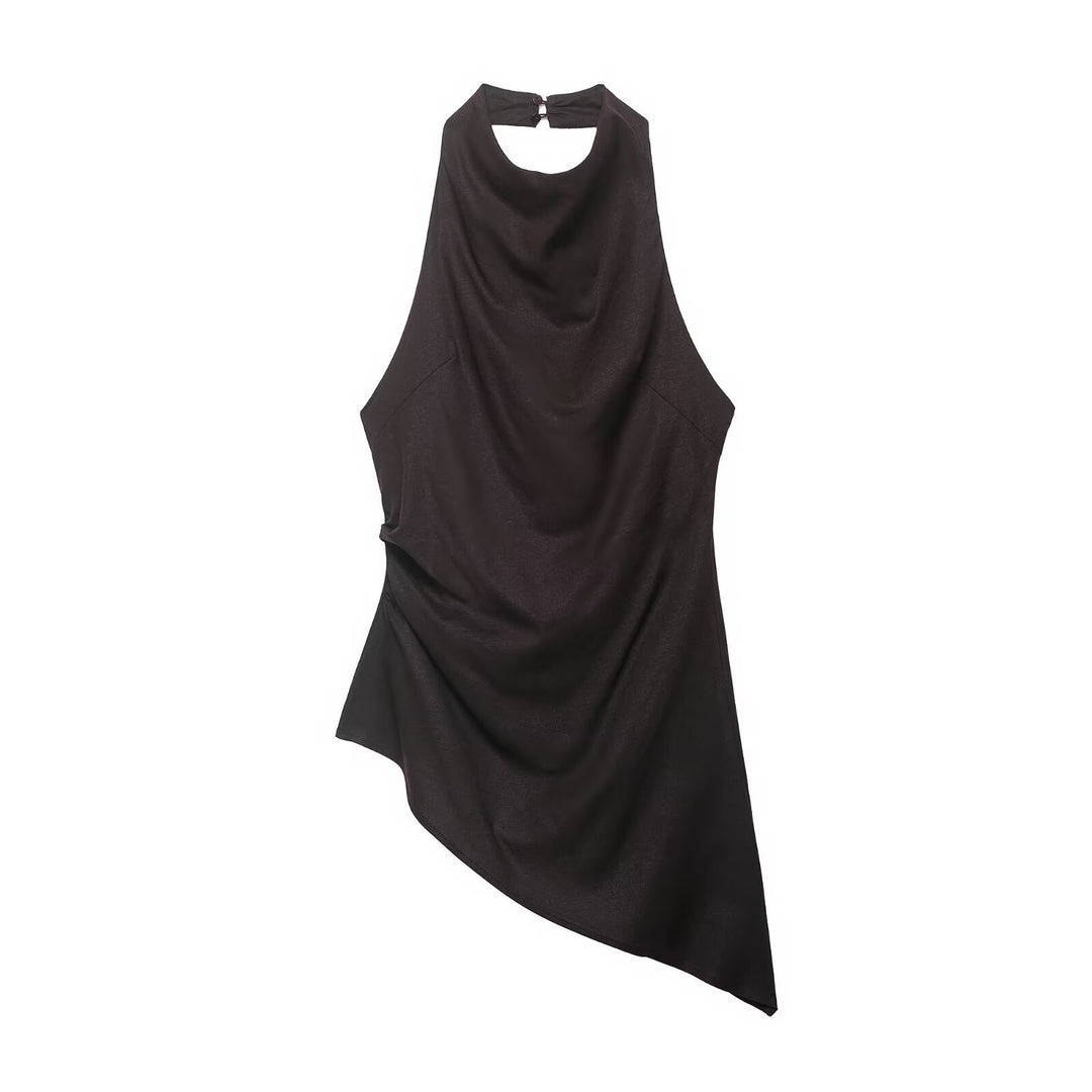 Dame asymmetrisk top med elegant drapering Skovae