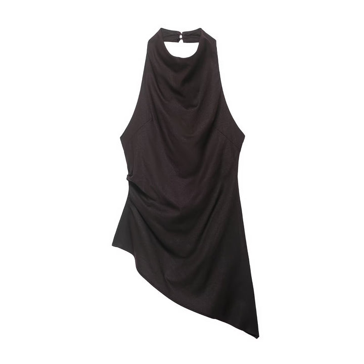 Dame asymmetrisk top med elegant drapering Skovae