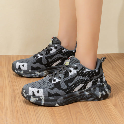 Unisex nan Camouflage-strik-sneaker med formet dæmpnings-mellemsål og profileret sål-design Skovae