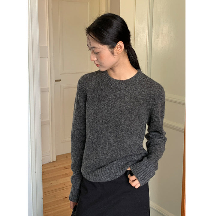 Dame elegant strikpullover med fin tekstur og tidløst rundhalsudskæring Stilla