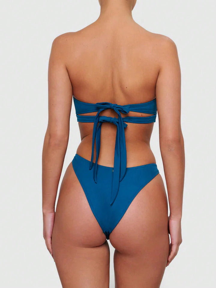 Dame Ring-Detail Triangle Bikini Sæt Stilla