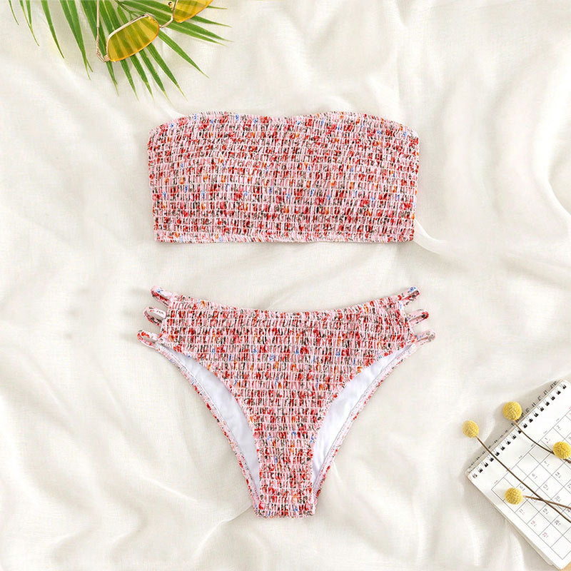 Dame Bandeau-bikini med moderigtigt knudedesign Skovae