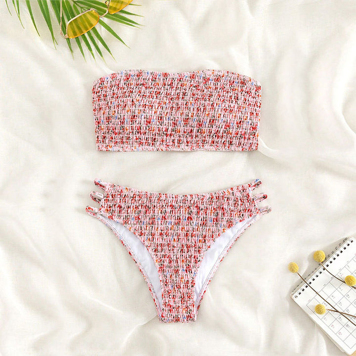 Dame Bandeau-bikini med moderigtigt knudedesign Skovae