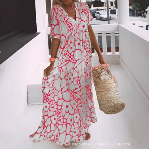 Dame Maxikjole med blomstret design Stilla