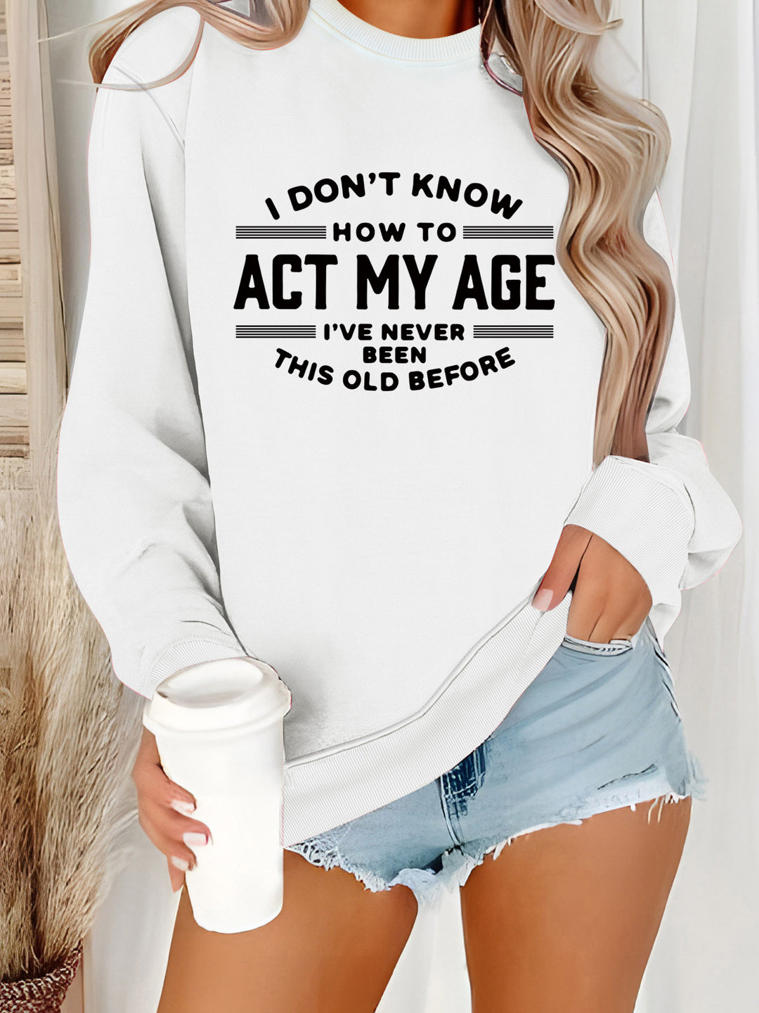 Kvinders sweatshirt med humoristisk print og afslappet pasform Stilla