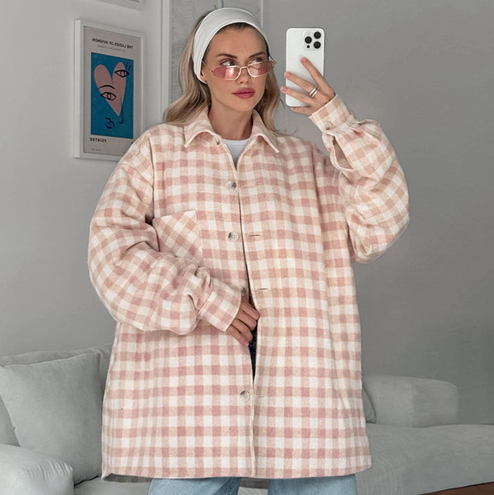 Dame Karohemdejakke i smidig flannel med afslappet snit og praktiske lommer Stilla