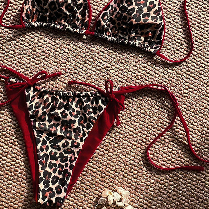 Dame triangel bikini med dyreprint og justerbare bindebånd Skovae
