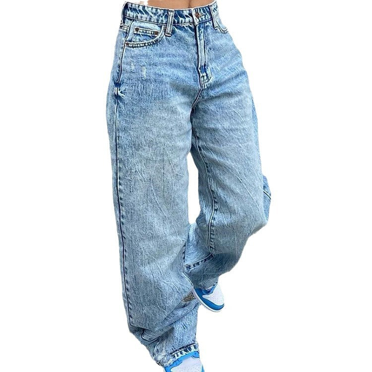 Dame brede Cargo-Jeans med unikke lommer og afslappet pasform Skovae
